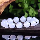 Chalcedony Agate Handcarved Beads Couples Bracelet with Jade