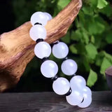 Chalcedony Agate Handcarved Beads Couples Bracelet with Jade