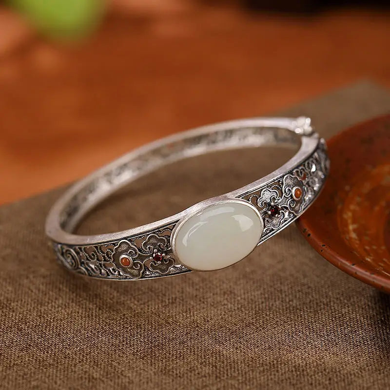 Chalcedony Clouds Bracelet Red Crystal Chinese Charm Jewelry