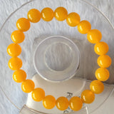 Chalcedony Yellow Agate Handcarved Beads Bracelet for Couple
