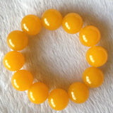 Chalcedony Yellow Agate Handcarved Beads Bracelet for Couple
