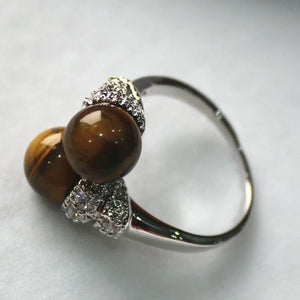 8mm Tiger Eye Stone Ring Women Gift Size 6 7 8 9