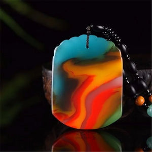 Hand Carved Chicken Blood Jade Ping'an Necklace
