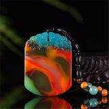 Hand Carved Chicken Blood Jade Ping'an Necklace