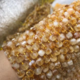 Natural Citrine 6-7mm Cube Faceted Beads for Jewelry Making