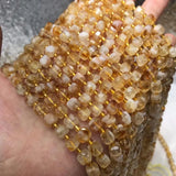 Natural Citrine 6-7mm Cube Faceted Beads for Jewelry Making