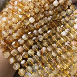 Natural Citrine 6-7mm Cube Faceted Beads for Jewelry Making