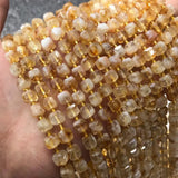 Natural Citrine 6-7mm Cube Faceted Beads for Jewelry Making