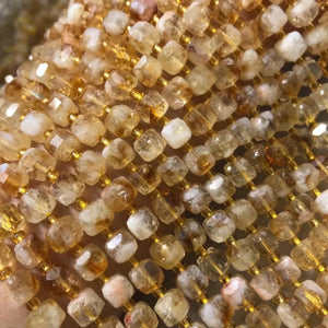 Natural Citrine 6-7mm Cube Faceted Beads for Jewelry Making