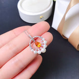 Natural Citrine Necklace, 925 Silver, Lucky Fortune Yellow Crystal
