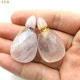 Natural Citrine Clear Quartz Perfume Bottle Gemstone Pendant Necklace Charm