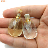 Natural Citrine Clear Quartz Perfume Bottle Gemstone Pendant Necklace Charm
