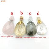 Natural Citrine Clear Quartz Perfume Bottle Gemstone Pendant Necklace Charm
