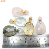 Natural Citrine Clear Quartz Perfume Bottle Gemstone Pendant Necklace Charm