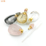 Natural Citrine Clear Quartz Perfume Bottle Gemstone Pendant Necklace Charm