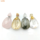 Natural Citrine Clear Quartz Perfume Bottle Gemstone Pendant Necklace Charm