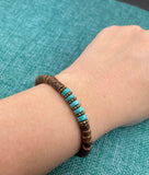 Coconut Beads Bracelet, Turquoise or Hematite, Men's and Women's