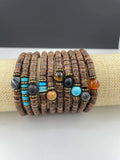 Coconut Beads Bracelet, Turquoise or Hematite, Men's and Women's