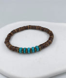 Coconut Beads Bracelet, Turquoise or Hematite, Men's and Women's
