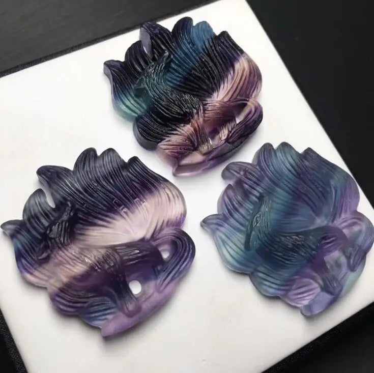 Fluorite Fox Pendant Nine-Tailed Fox Necklace