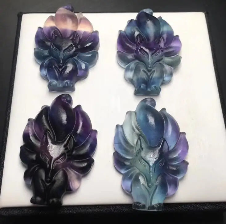 Fluorite Fox Pendant Nine-Tailed Fox Necklace