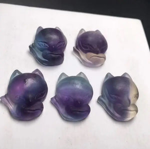 Fluorite Fox Pendant Nine-Tailed Fox Necklace