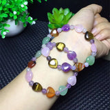 Fluorite Heart Beads Bracelet Natural Gem Healing Chakra Jewelry