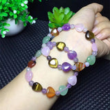 Fluorite Heart Beads Bracelet Natural Gem Healing Chakra Jewelry