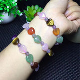 Fluorite Heart Beads Bracelet Natural Gem Healing Chakra Jewelry