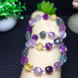 Fluorite Cube Sugar Bead Bracelet - Healing Chakra Jewelry