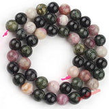 Colorful Tourmaline Round Stone Beads 4-10mm Strand 15''