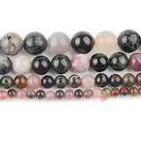 Colorful Tourmaline Round Stone Beads 4-10mm Strand 15''