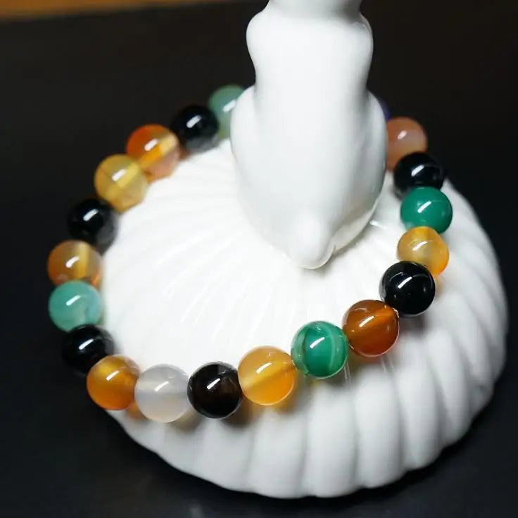 Colorful Agate Bracelet Natural Stone Jewelry Men Women Hand String