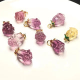 Fluorite Carved Rose Flower Charms for Jewelry Making