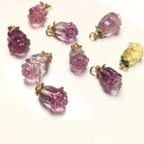 Fluorite Carved Rose Flower Charms for Jewelry Making
