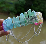 Natural Crystal Multicolored Wicca Witch Crown Headband Tiara Hair Accessories