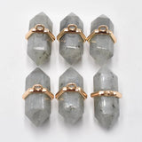 Crystal Quartz Pillar Chakra Charms Pendants 6pcs