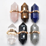 Crystal Quartz Pillar Chakra Charms Pendants 6pcs