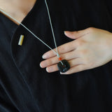 Natural Cyan Jade Safety Button Necklace Pendant