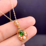 Natural Diopside Necklace, 925 Silver Party Jewelry