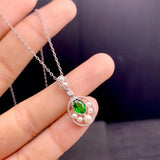 Natural Diopside Necklace, 925 Silver Party Jewelry