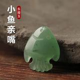 Handcarved Kiss Fish Natural Jade Bracelet Necklace DIY Accessories