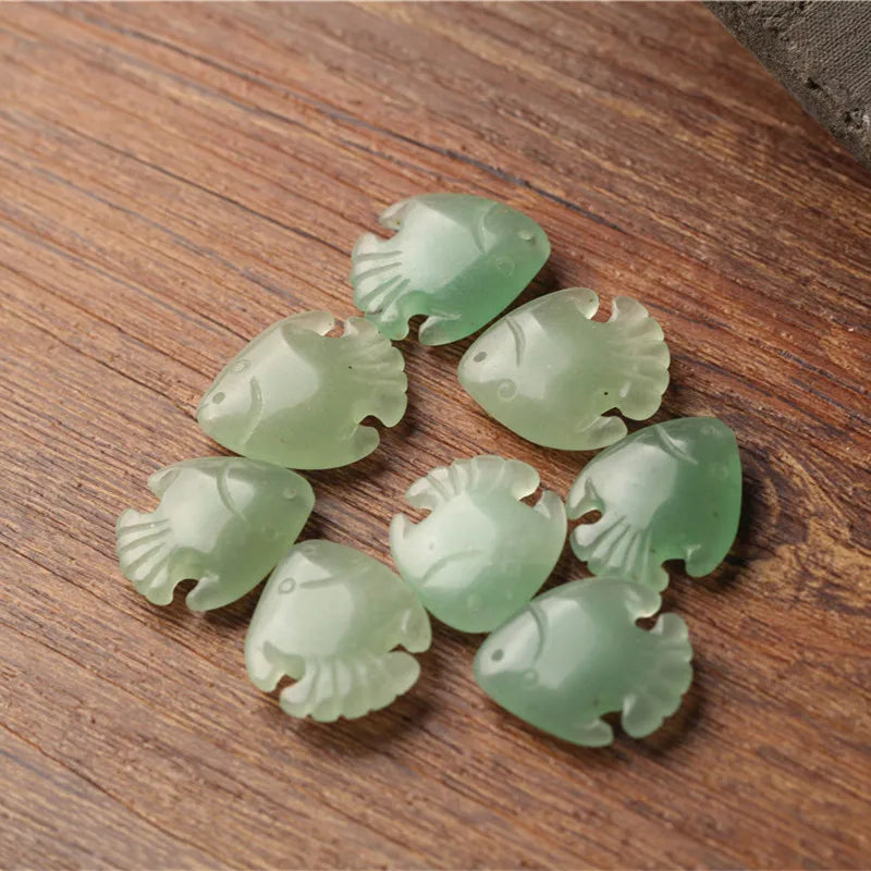 Handcarved Kiss Fish Natural Jade Bracelet Necklace DIY Accessories