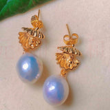Freshwater Pearl 18K Earrings Gift Women Lucky Party Wedding
