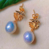 Freshwater Pearl 18K Earrings Gift Women Lucky Party Wedding