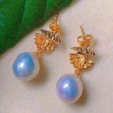 Freshwater Pearl 18K Earrings Gift Women Lucky Party Wedding
