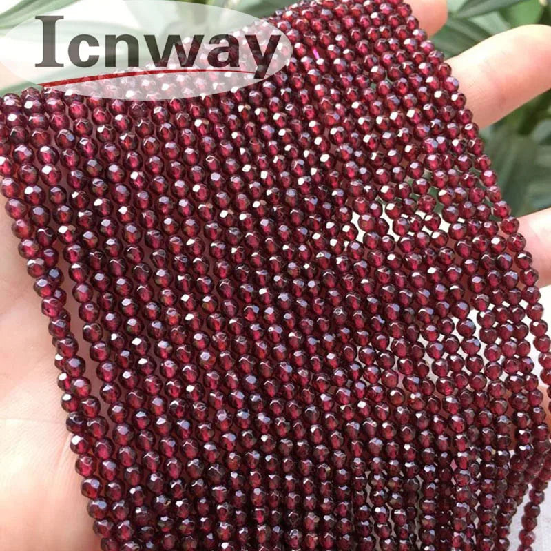 Faceted Round Red Garnet Stone Beads 3mm Jewelry Making