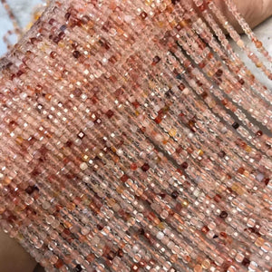 Fire Quartz 2.5mm Cube Faceted Beads for Jewelry Making