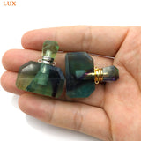 Fluorite Gemstone Perfume Bottle Pendant Necklace
