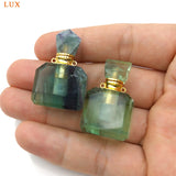 Fluorite Gemstone Perfume Bottle Pendant Necklace